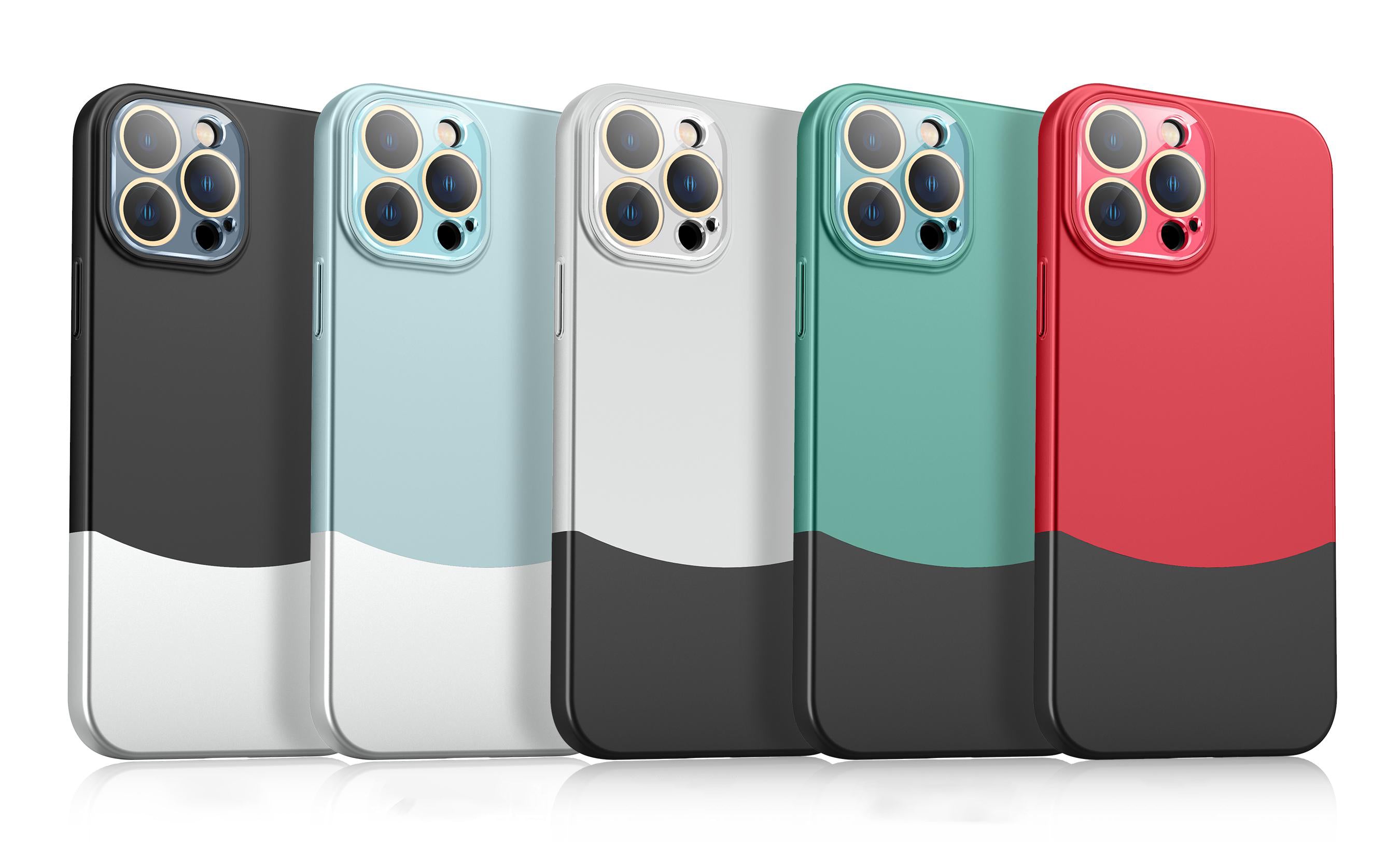 Tweekleurig iPhone-hoesje met een patchwork-ontwerp