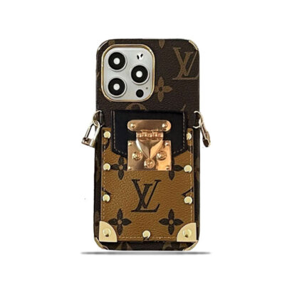 Monogram iPhone Case With Card Holder and Strap Black-QBS240113-GTOCASE