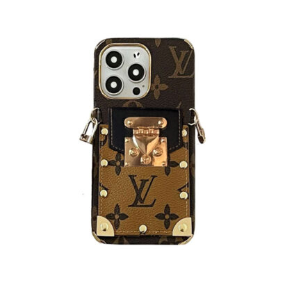 Monogram iPhone Case With Card Holder and Strap Black-QBS240113-GTOCASE
