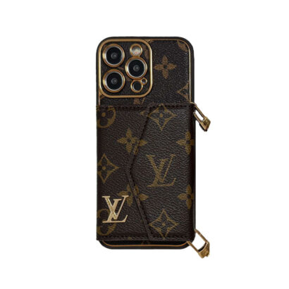 Monogram iPhone Case With Wallet And Strap Brown Big Printing-XFQ240329-GTOCASE