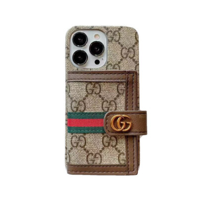 GG iPhone Case With Wallet  Brown -GGB241913-GTOCASE