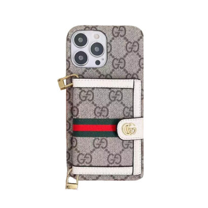 GG iPhone Case With Wallet And Crossbody Strap White -XK240330-GTOCASE