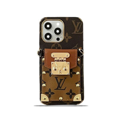 Monogram iPhone Case With Card Holder and Strap Brown-QBS240113-GTOCASE