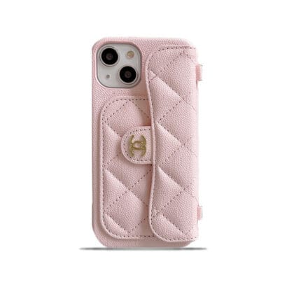 CC iPhone Case With Card Holder And Strap Pink -SLK240104-GTOCASE