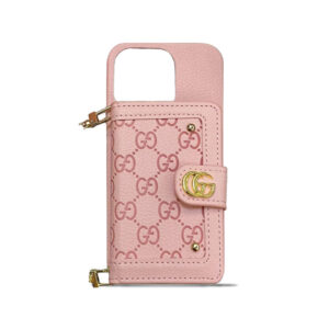 GG iPhone Case With Wallet And Strap Pink -ZY241720-GTOCASE