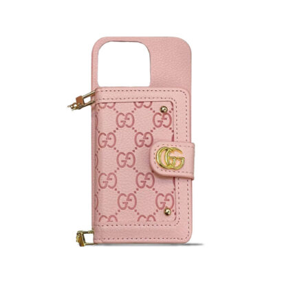 GG iPhone Case With Wallet And Strap Pink -ZY241720-GTOCASE