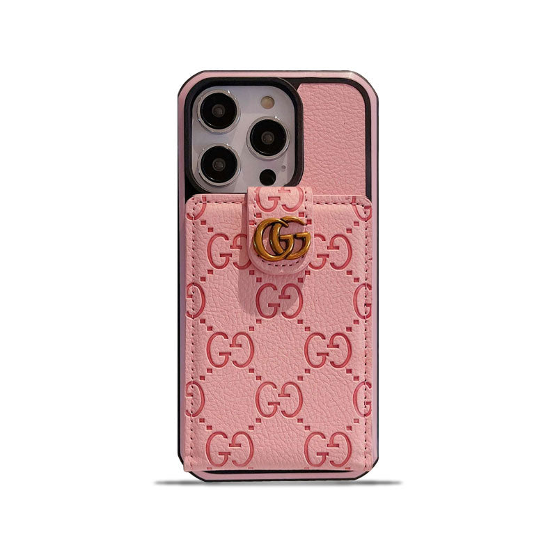 04-57 GG iPhone Case With Card Holder Pink -QBK240330-GTOCASE