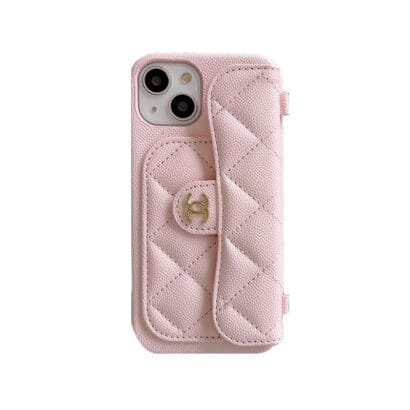 CC iPhone Case With Card Holder And Strap Pink -SLK240104-GTOCASE
