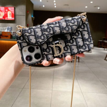 CD iPhone Case With Card Holder And Strap Black-QBS240315-GTOCASE