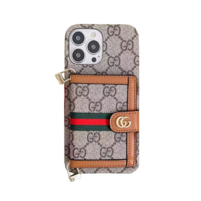GG iPhone Case With Wallet And Crossbody Strap White -XK240330-GTOCASE