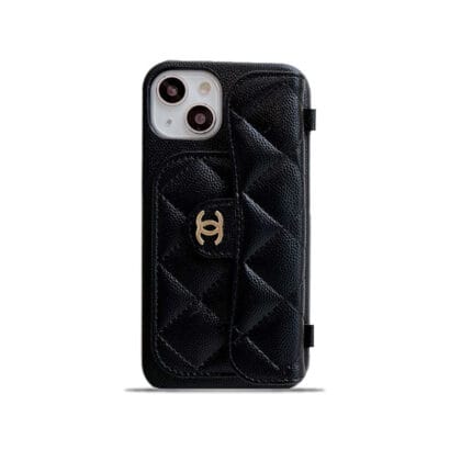 CC iPhone Case With Card Holder And Strap Black -SLK240104-GTOCASE