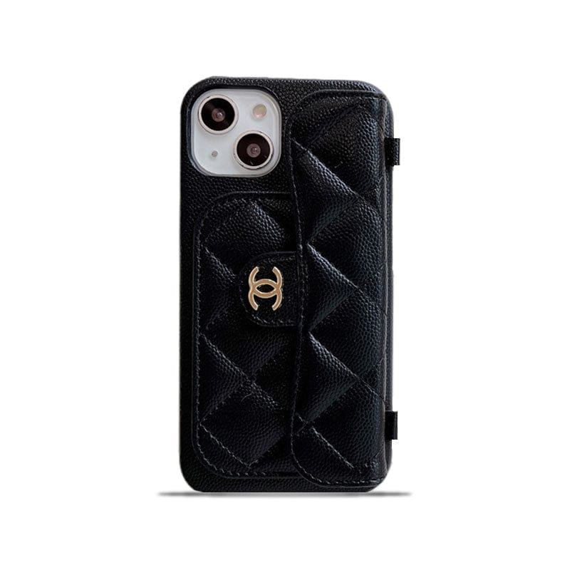 05-45 CC iPhone Case With Card Holder And Strap Black -SLK240104-GTOCASE