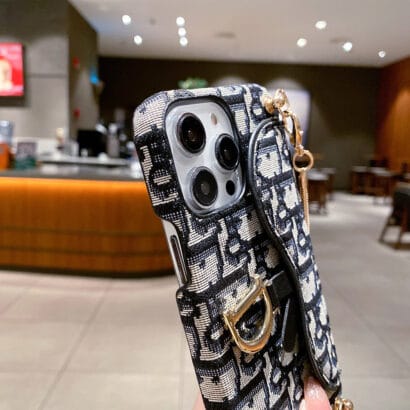 CD iPhone Case With Card Holder And Strap Black-QBS240315-GTOCASE