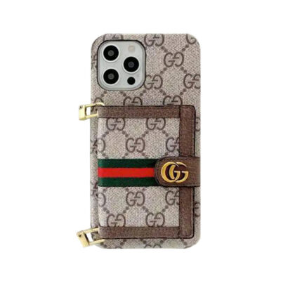 GG iPhone Case With Wallet And Crossbody Strap White -XK240330-GTOCASE