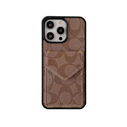 CH  iPhone Case With Card Holder And Strap Dark Brown -SJ240513-GTOCASE