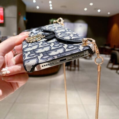 CD iPhone Case With Card Holder And Strap Black-QBS240315-GTOCASE