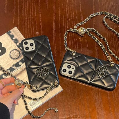 CC iPhone Case With Card Holder And Strap Black -ZPL240506-GTOCASE