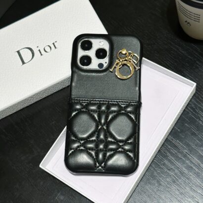 Classic CD iPhone Case With Card Holder Leather Black-JDK240513-GTOCASE