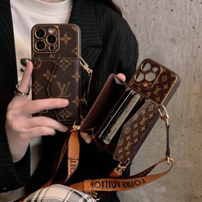 Monogram iPhone Case With Wallet And Strap Brown Big Printing-XFQ240329-GTOCASE