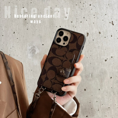 CH  iPhone Case With Wallet And  Strap Brown -SZK240402-GTOCASE
