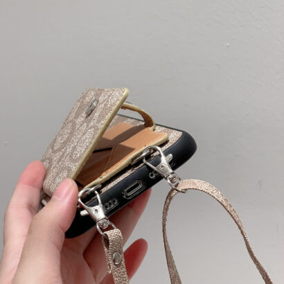 CH  iPhone Case With Wallet And  Strap White -SZK240402-GTOCASE