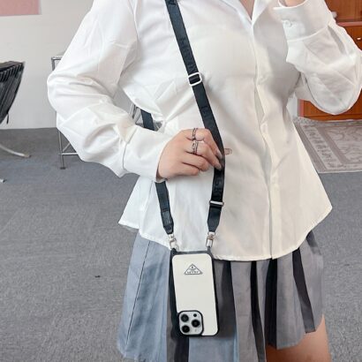 Leather PR Case With Strap For iPhone White-PGS241837-GTOCASE