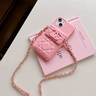 CC iPhone Case With Wallet And Strap Pink -GS241602-GTOCASE