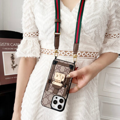 GG iPhone Case With Wallet And Strap Black -TDK240330-GTOCASE