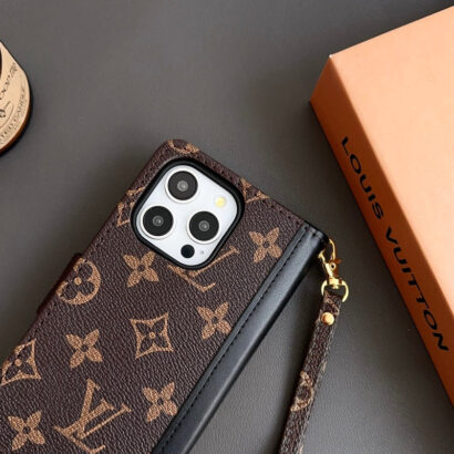 Monogram iPhone Case With Wallet  Leather Flip Case with Card Holders-PTK240513-GTOCASE