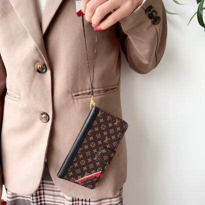 Monogram iPhone Case With Wallet  Leather Flip Case with Card Holders-PTK240513-GTOCASE