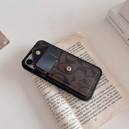 CH  iPhone Case With Card Holder And Strap Dark Brown -SJ240513-GTOCASE