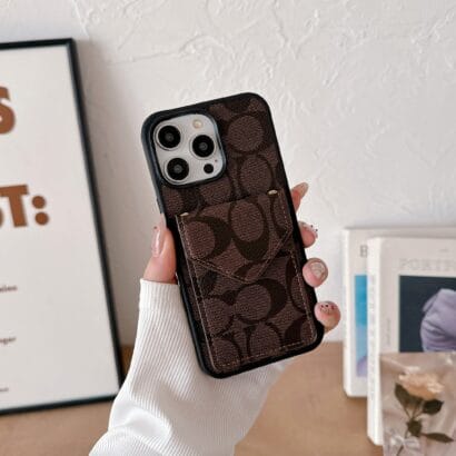 CH  iPhone Case With Card Holder And Strap Dark Brown -SJ240513-GTOCASE