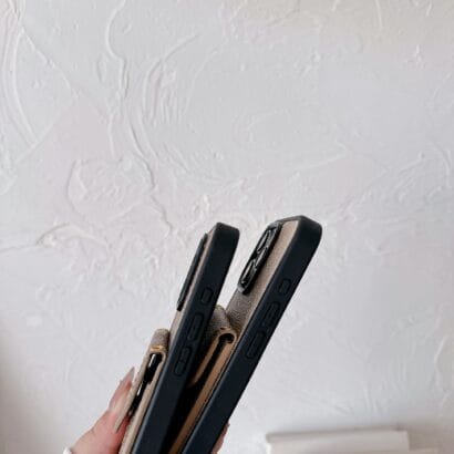 CH  iPhone Case With Card Holder And Strap Dark Brown -SJ240513-GTOCASE