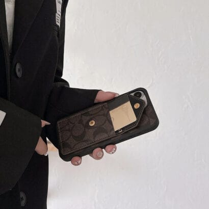 CH  iPhone Case With Card Holder And Strap Dark Brown -SJ240513-GTOCASE