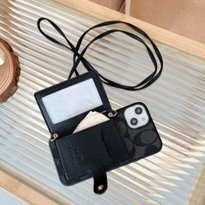 CH  iPhone Case With Wallet And CHrossbody Strap Black -XK240402-GTOCASE