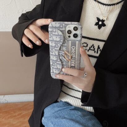 CD iPhone Case With Card Holder Gray-KKY240115-GTOCASE