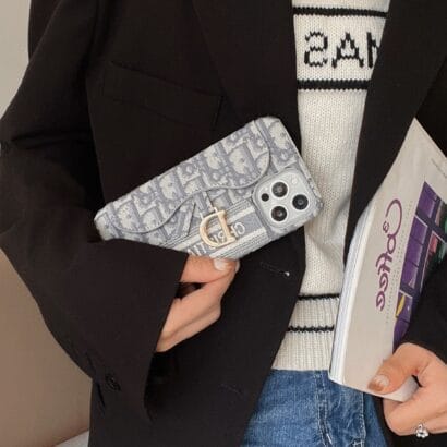 CD iPhone Case With Card Holder Gray-KKY240115-GTOCASE