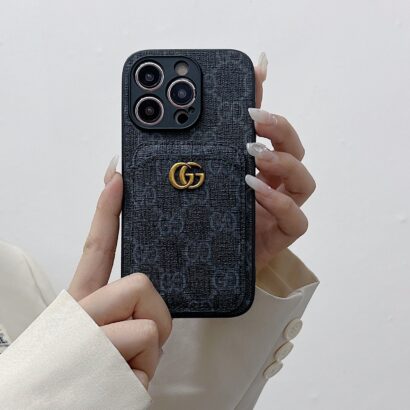 Classic GG iPhone Case With Card Holder Black -KBK240425-GTOCASE