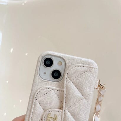 CC iPhone Case With Card Holder And Strap White -SLK240104-GTOCASE