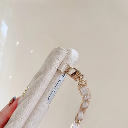 CC iPhone Case With Card Holder And Strap White -SLK240104-GTOCASE