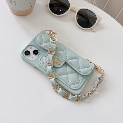 CC iPhone Case With Card Holder And Strap Green -SLK240104-GTOCASE