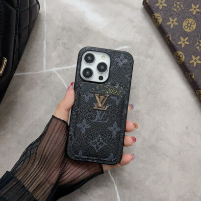 Classic KK iPhone Case With Card Holder -Black printing-KKD240313-GTOCASE