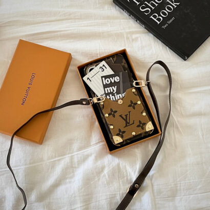 Monogram iPhone Case With Card Holder and Strap Black-QBS240113-GTOCASE