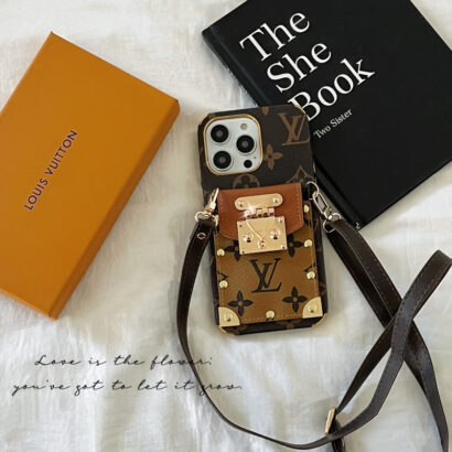 Monogram iPhone Case With Card Holder and Strap Black-QBS240113-GTOCASE