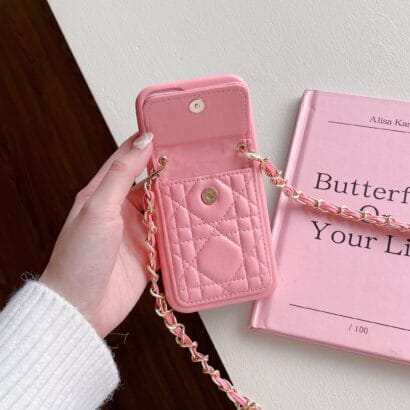 CC iPhone Case With Wallet And Strap Pink -GS241602-GTOCASE