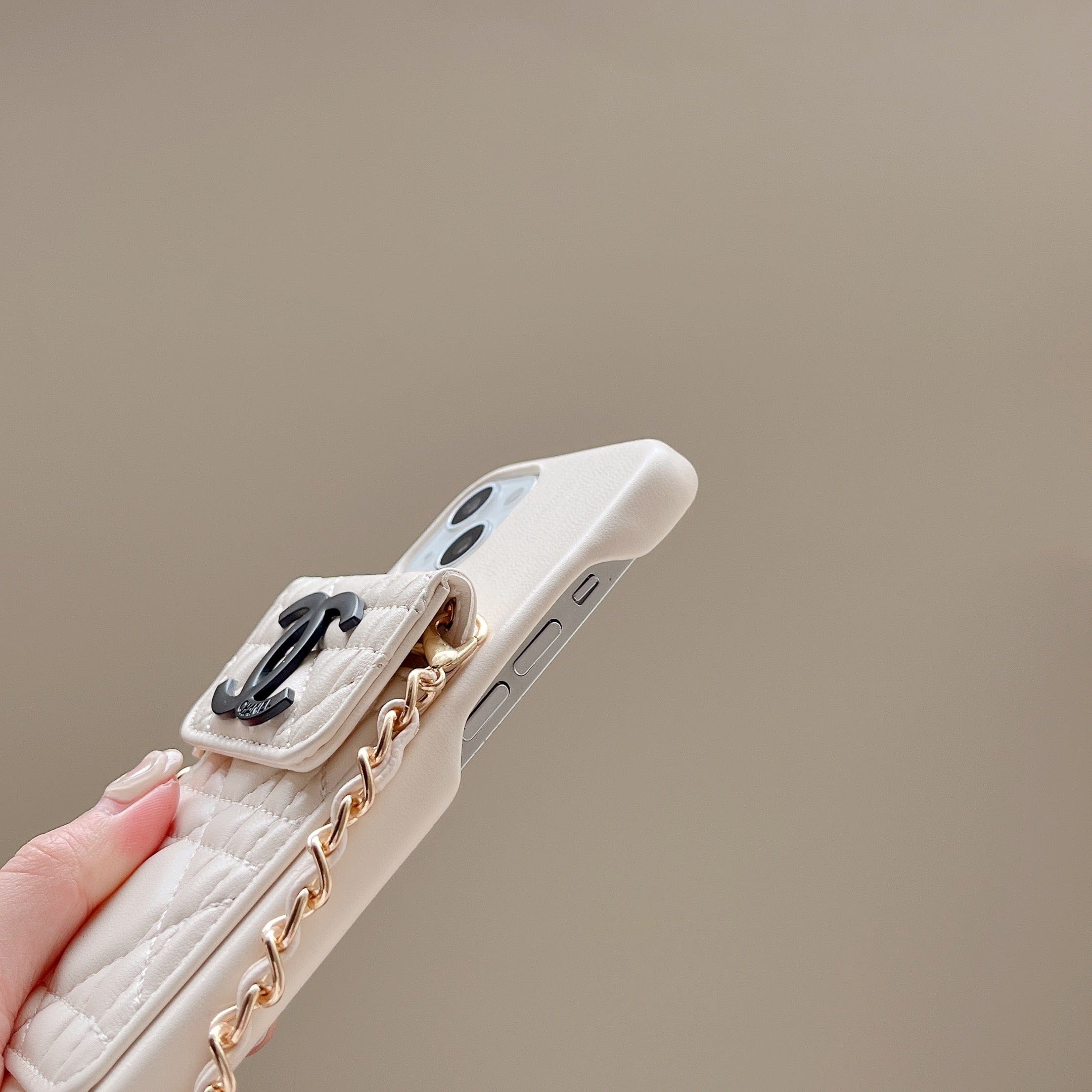 CC iPhone Case With Wallet And Strap White -GS241602-GTOCASE