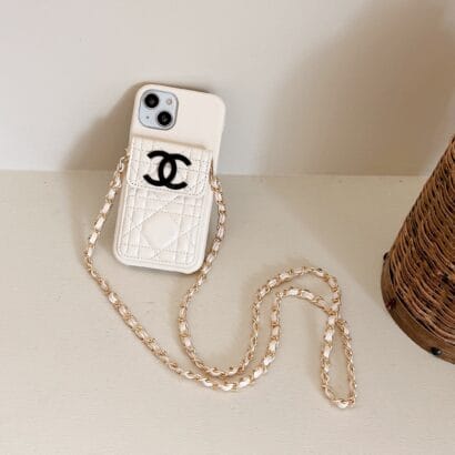 CC iPhone Case With Wallet And Strap White -GS241602-GTOCASE