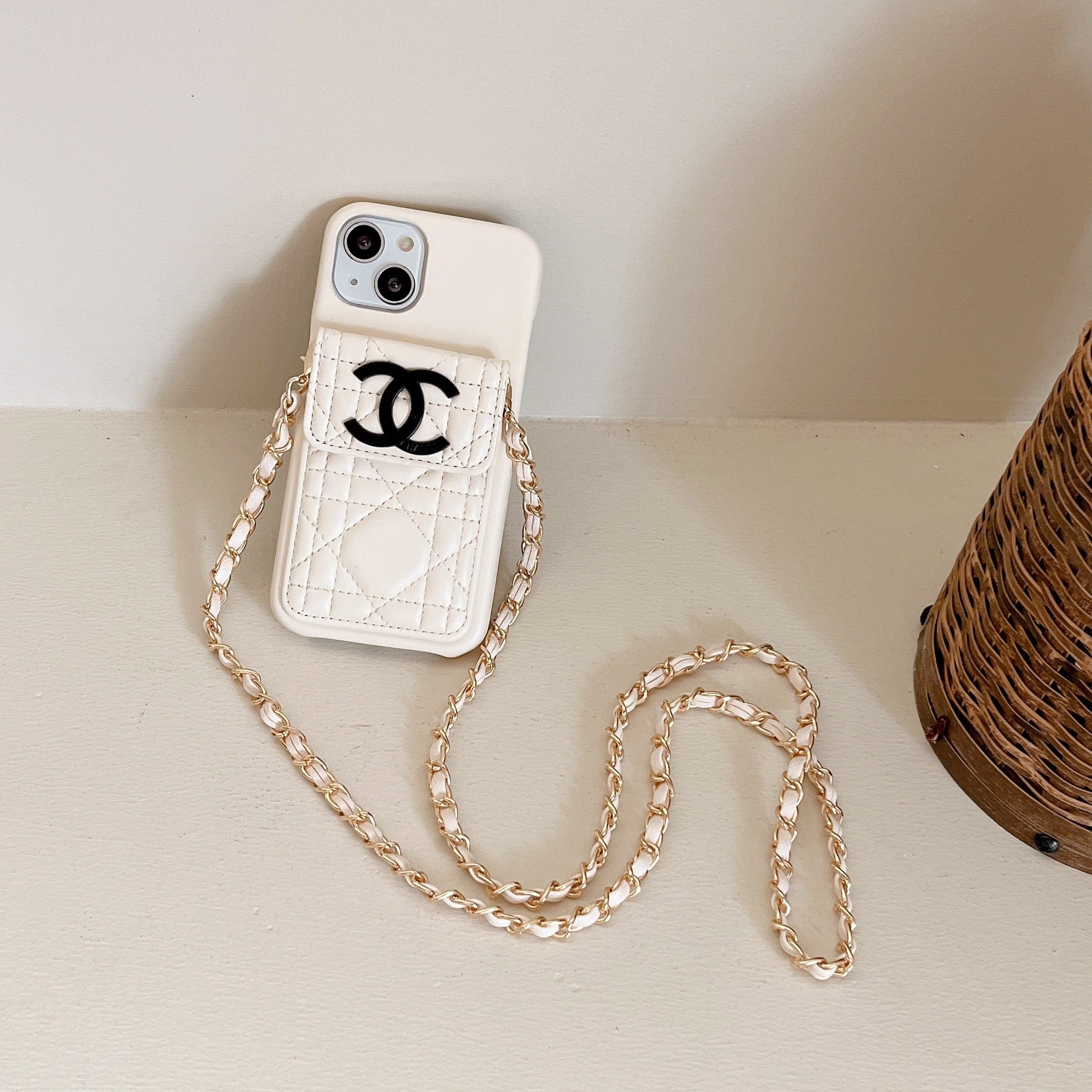 CC iPhone Case With Wallet And Strap White -GS241602-GTOCASE