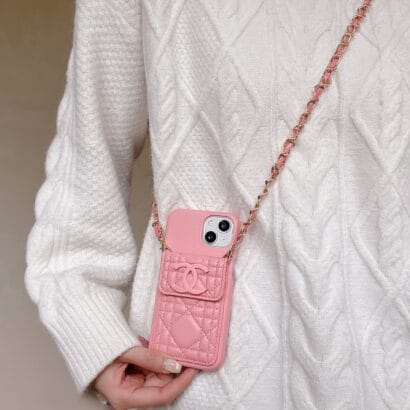 CC iPhone Case With Wallet And Strap Pink -GS241602-GTOCASE