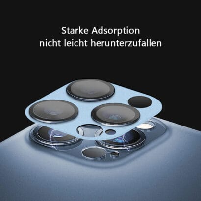 Military-grade scratch-resistant iPhone 14/15 Pro camera lens protector with 9H hardness, ultra-thin 0.2mm HD clarity, bubble-free application